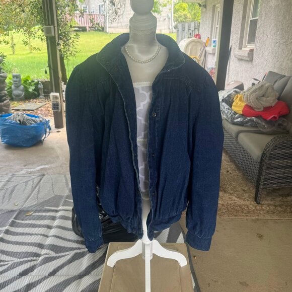 Rare vintage acid wash cropped denim blazer featuring a sharp double-breasted si - Picture 1 of 7